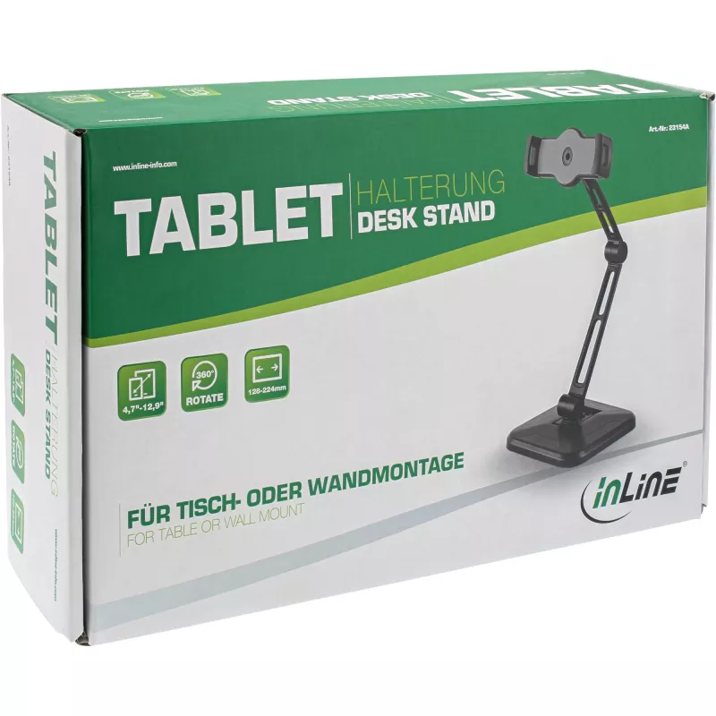 Soporte de tablet InLine para montaje en pared o sobremesa, universal para 4,7