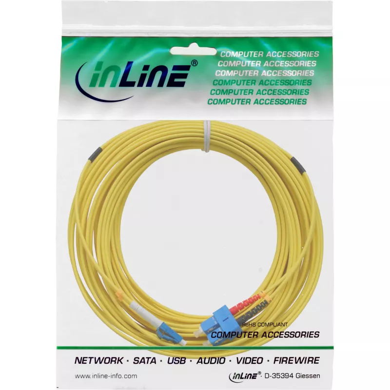Cable de fibra óptica dúplex LC/SC 9/125µm OS2 15m InLine 88656A