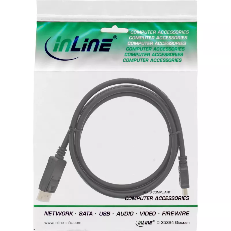 Cable convertidor DisplayPort a HDMI InLine, negro, 1 m