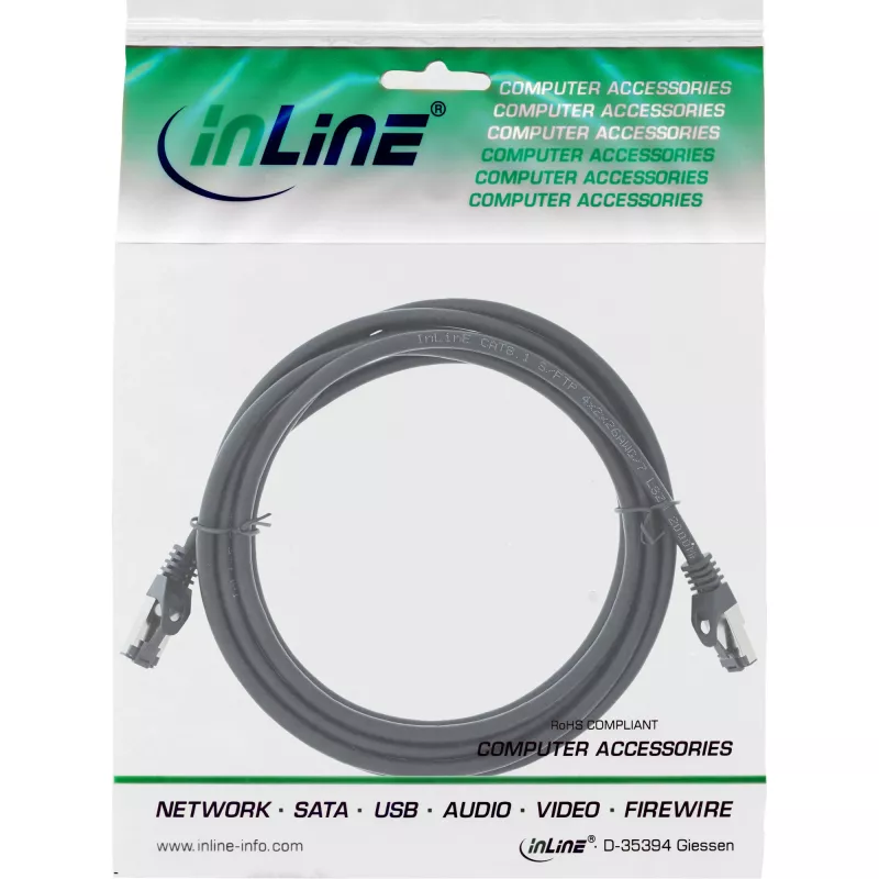 Cable de red S/FTP PiMF Cat.8.1 libre de halógenos 2000MHz negro, 2m