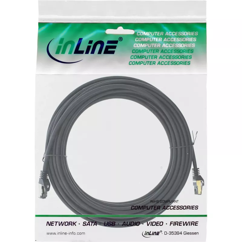 Cable de red S/FTP PiMF Cat.8.1 libre de halógenos 2000MHz negro, 15m InLine