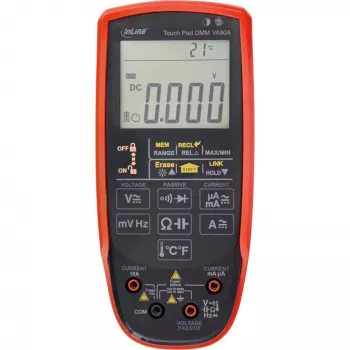 Multímetro InLine 43127 con touchpad, pantalla LED iluminada 62x50 mm, CAT III/CAT IV, pila AA
