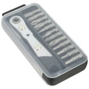Juego de herramientas de bolsillo InLine con llave de carraca mini + juego de puntas 12 uds.