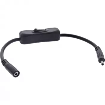 InLine Cable DC con interruptor, conector macho/hembra DC 3,5x1,35 mm, AWG 18, negro, 0,20 m