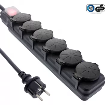 InLine 16496P Alargador de corriente 5 m 6 salidas AC negro