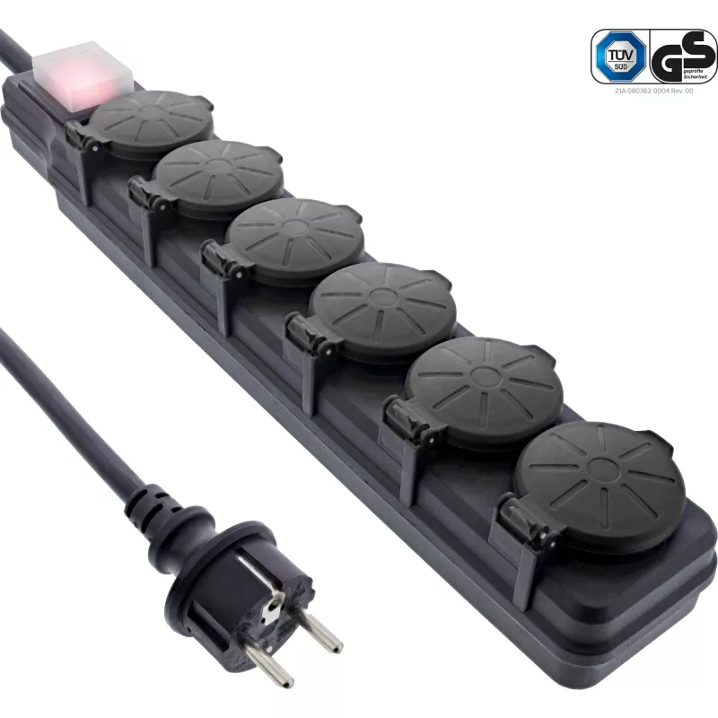 InLine 16496Q Alargador de corriente 10 m 6 salidas AC negro