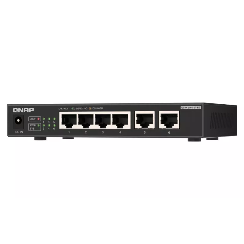 QNAP QSW-2104-2T-R2 switch de red no gestionado 10G Ethernet (100/1000/10000) sobremesa negro