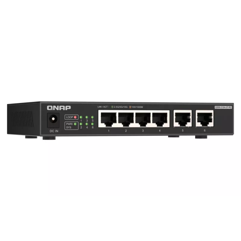 QNAP QSW-2104-2T-R2 switch de red no gestionado 10G Ethernet (100/1000/10000) sobremesa negro