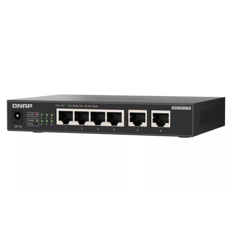 QNAP QSW-2104-2T-R2 switch de red no gestionado 10G Ethernet (100/1000/10000) sobremesa negro