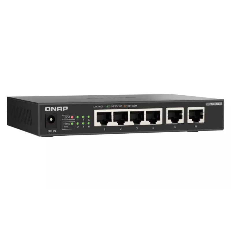 QNAP QSW-2104-2T-R2 switch de red no gestionado 10G Ethernet (100/1000/10000) sobremesa negro