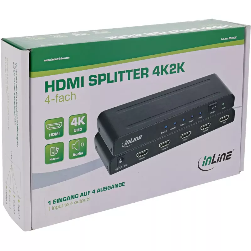 Splitter de vídeo HDMI InLine 65010K 4x HDMI 4K Ultra HD