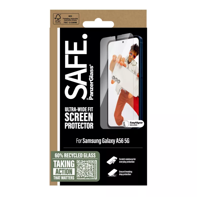 PanzerGlass SAFE. by ® protector de pantalla Samsung Galaxy A56 5G | Ultra-Wide Fit con EasyAligner