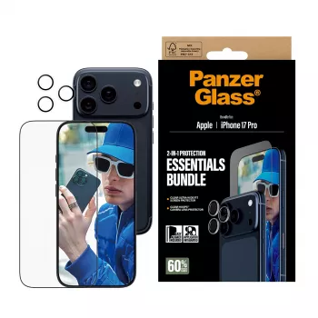 PanzerGlass pack Essentials 2 en 1 iPhone 17 Pro resistente a arañazos y golpes