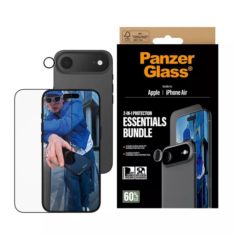 PanzerGlass pack Essentials 2 en 1 iPhone Air resistente a arañazos y golpes