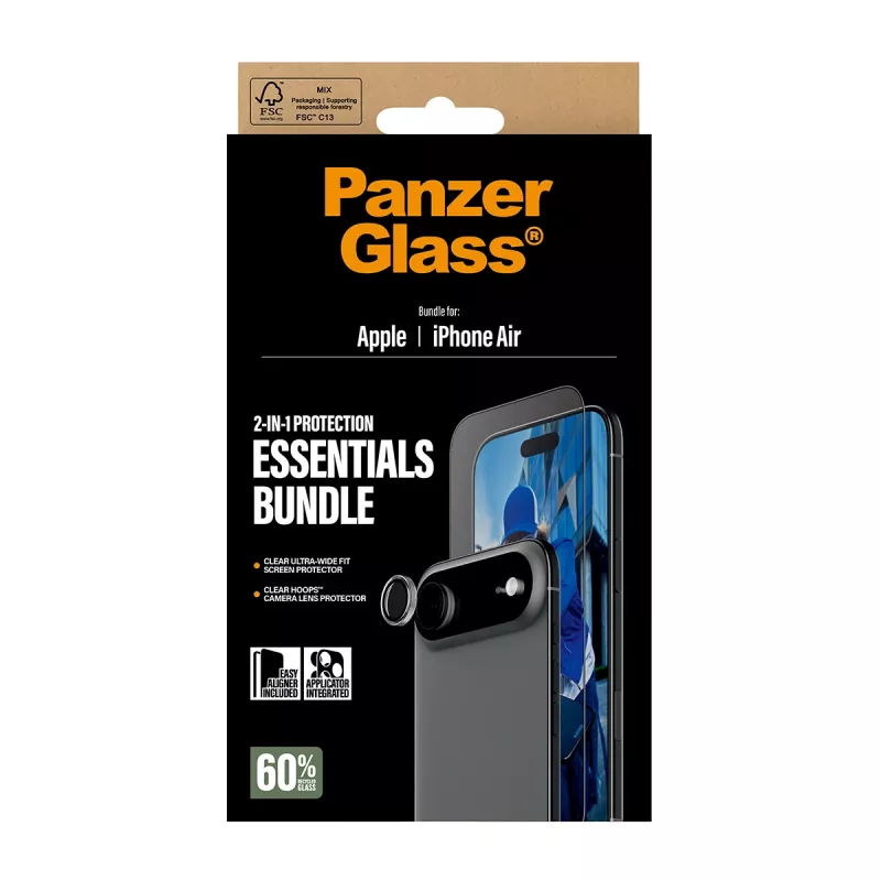 PanzerGlass pack Essentials 2 en 1 iPhone Air resistente a arañazos y golpes