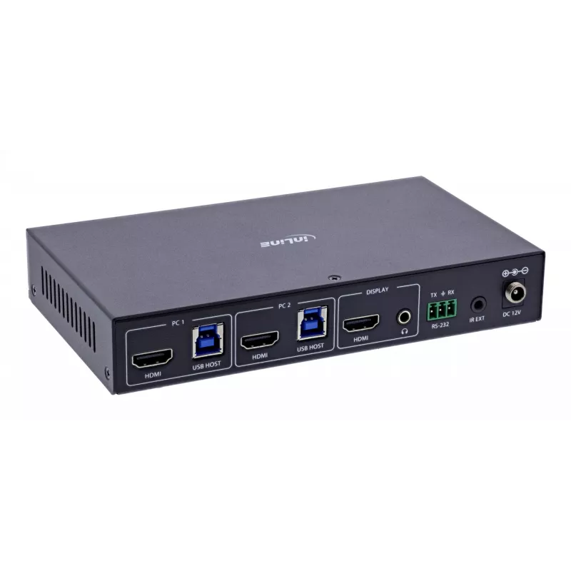 InLine 57885C Switch KVM, 2 puertos, HDMI, 8K@60Hz, USB 3.2, con IR y RS-232