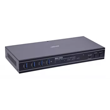 InLine 57885H Switch KVM, 2 vías, HDMI, monitor dual, 8K60Hz, hub USB, negro