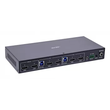 InLine 57885H Switch KVM, 2 vías, HDMI, monitor dual, 8K60Hz, hub USB, negro