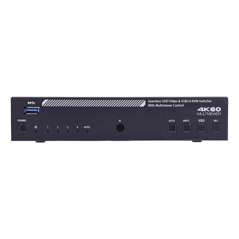 InLine 57885I Switch KVM, 4 vías, HDMI, 4K60Hz, multiviewer, hub USB, negro