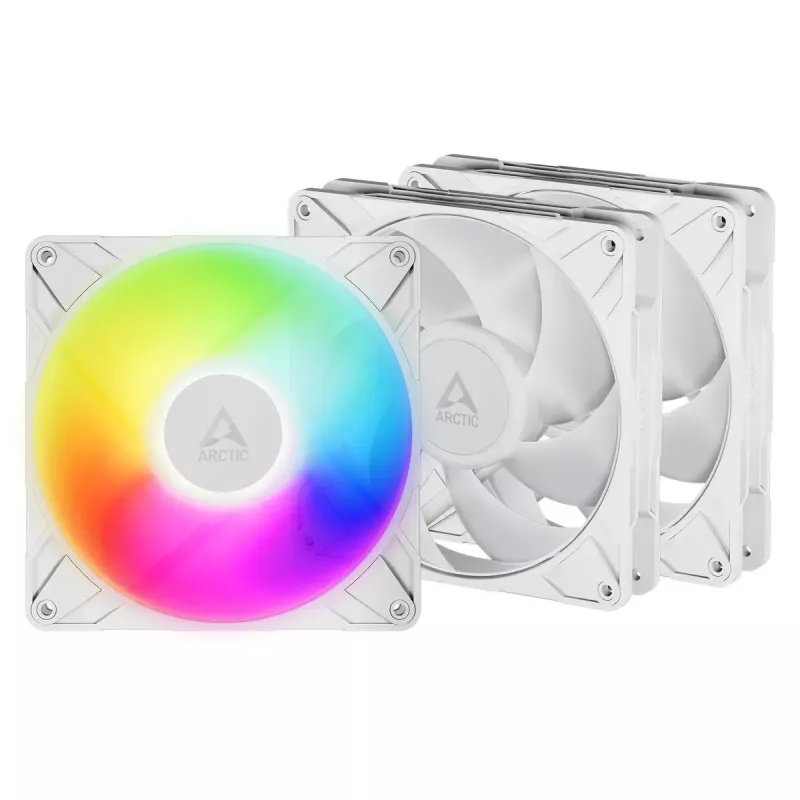 ARCTIC Freezer P14 Pro A-RGB (blanco) - pack de 3 ventiladores A-RGB PWM de 140 mm con distribuidor de cables