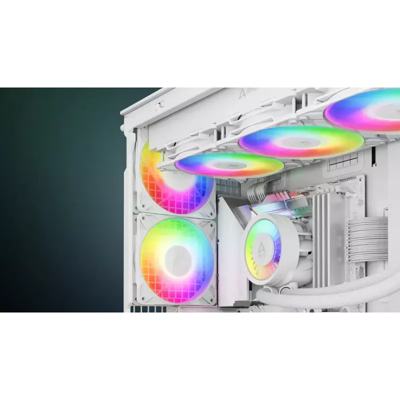 ARCTIC Freezer P14 Pro A-RGB (blanco) - pack de 3 ventiladores A-RGB PWM de 140 mm con distribuidor de cables