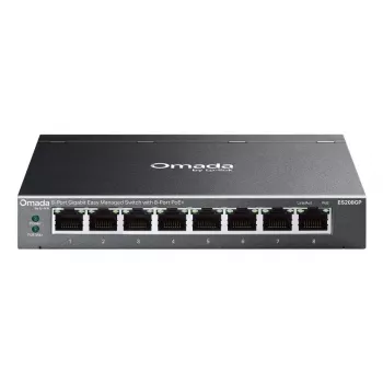 TP-Link Omada ES208GP switch de red gestionado L2 Gigabit Ethernet (10/100/1000) Power over Ethernet (PoE) carril DIN negro