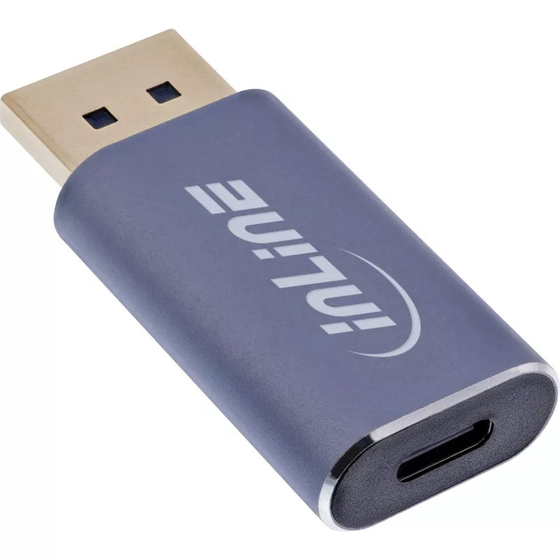 InLine 64107I adaptador de cable de vídeo USB Type-C DisplayPort gris