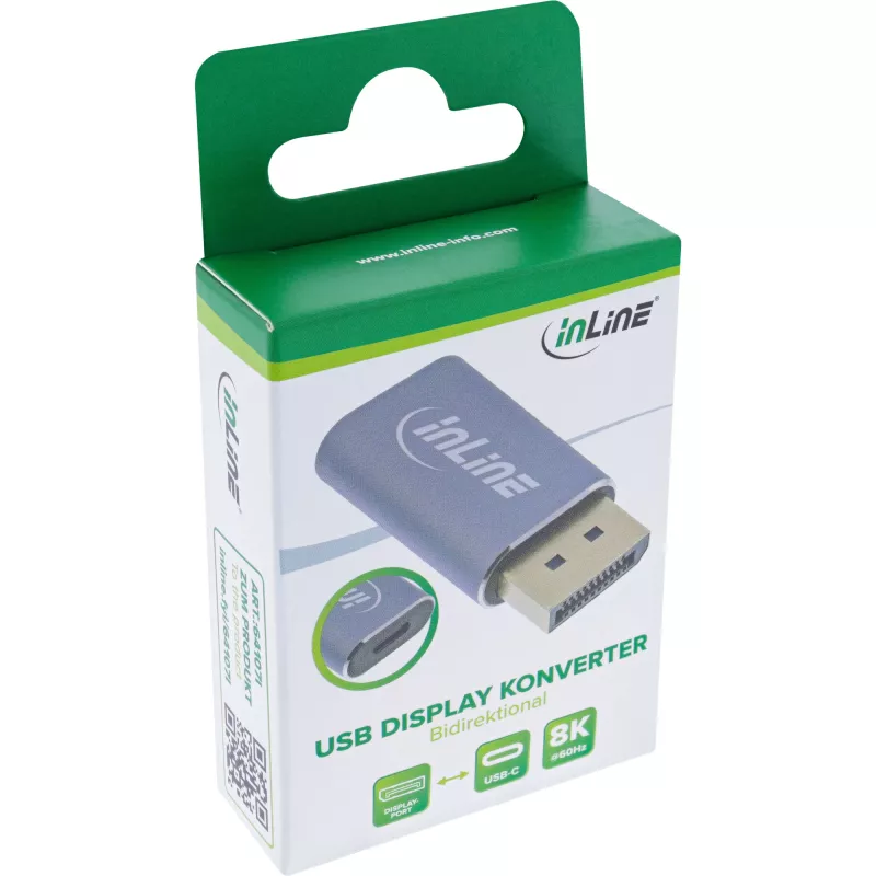 InLine 64107I adaptador de cable de vídeo USB Type-C DisplayPort gris