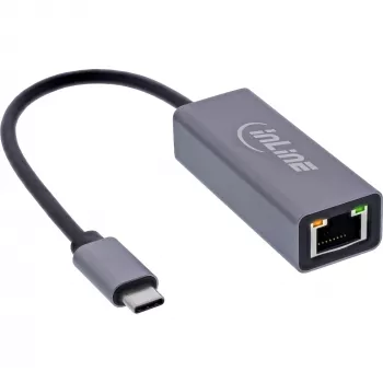 InLine 33380Q adaptador RJ-45 USB Type-C macho 1 Gbit/s gris