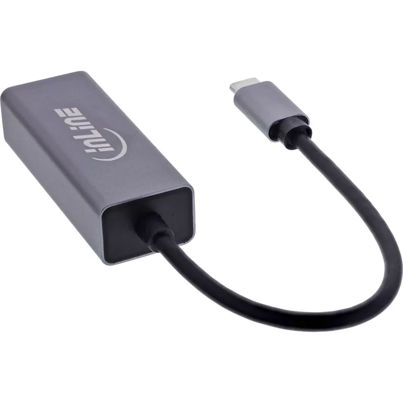 InLine 33380Q adaptador RJ-45 USB Type-C macho 1 Gbit/s gris
