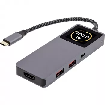 Hub de interfaz USB-C InLine 35392D USB 3.2 Gen 2 Type-C host a HDMI, USB-A, USB-C 10000 Mbit/s gris