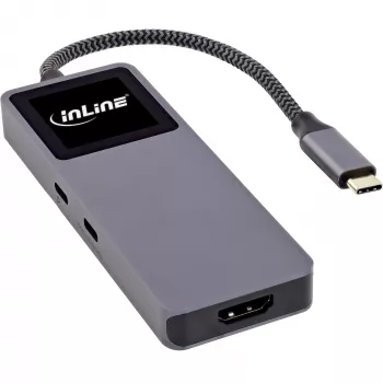 Hub de interfaz USB-C InLine 35392D USB 3.2 Gen 2 Type-C host a HDMI, USB-A, USB-C 10000 Mbit/s gris