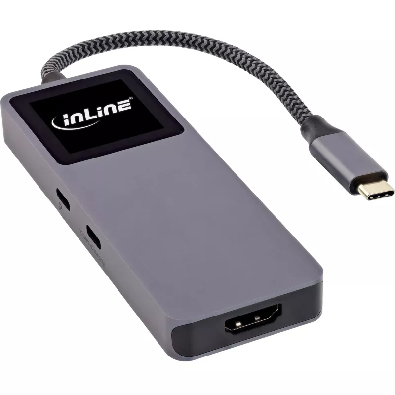 Hub de interfaz USB-C InLine 35392D USB 3.2 Gen 2 Type-C host a HDMI, USB-A, USB-C 10000 Mbit/s gris
