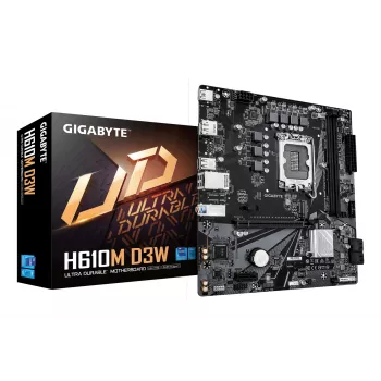 Placa base GIGABYTE H610M D3W LGA1700 para CPU Intel de 12.ª–14.ª generación, VRM 5+1+1, DDR5 hasta 5600 MHz, 128 GB, PCIe 3.0 M.2, 1 GbE, USB 3.2 Gen1