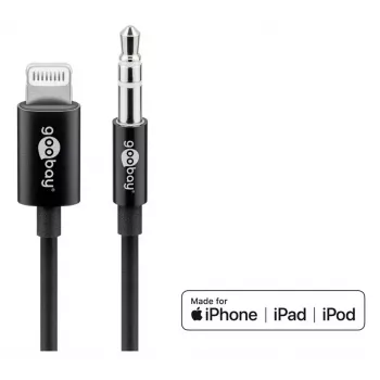 Cable de conexión de audio Goobay Apple Lightning a 3,5 mm 1 m Negro