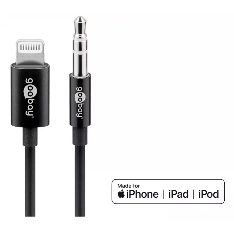 Cable de conexión de audio Goobay Apple Lightning a 3,5 mm 1 m Negro