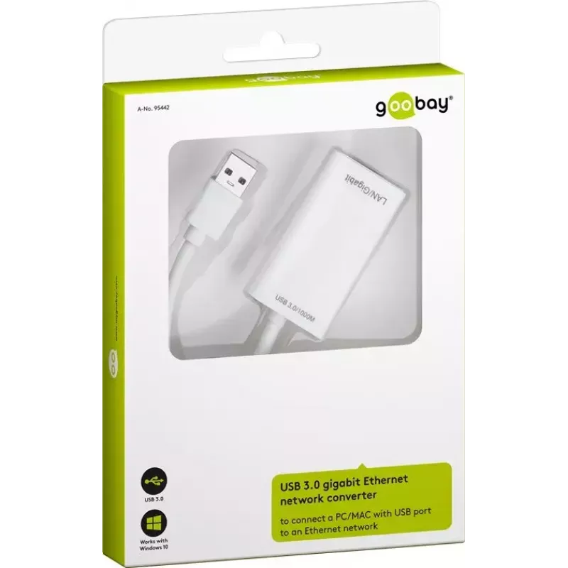Adaptador de red USB 3.0 Gigabit Ethernet Goobay 95442