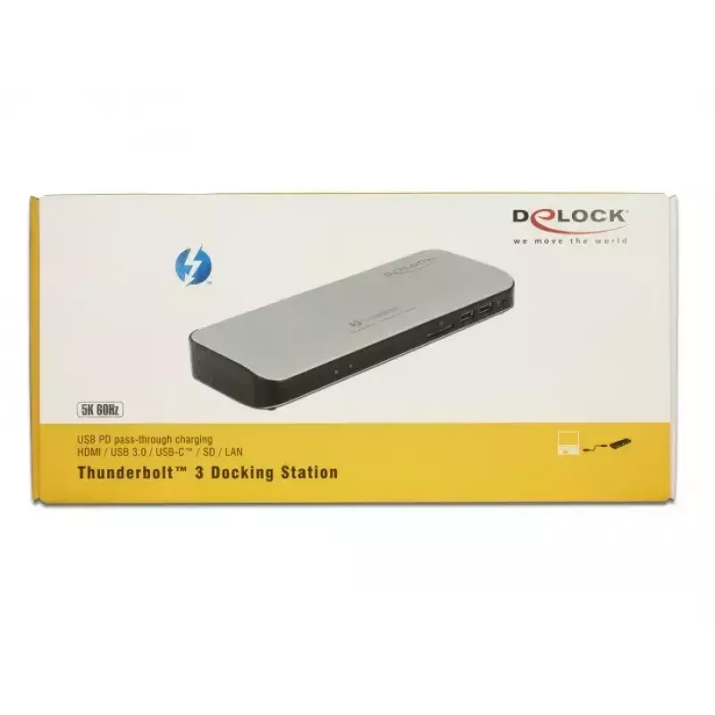 Dock para portátil DeLOCK 87725 Cableado Thunderbolt 3 Negro Plata