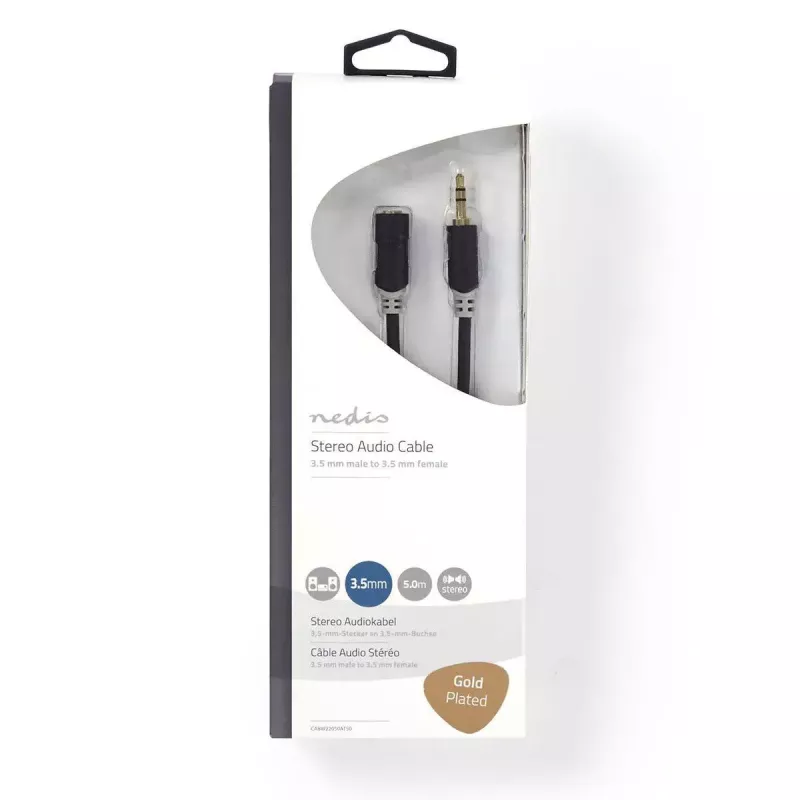 Cable de audio Nedis CABW22050AT50 5 m 3,5 mm conector macho a conector hembra Antracita