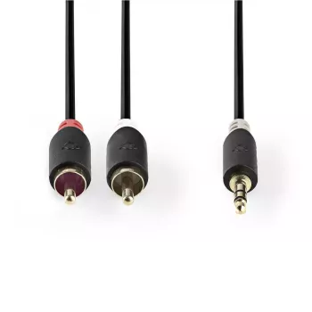 Cable de audio Nedis CABW22200AT10 1 m 3,5 mm 2xRCA Antracita