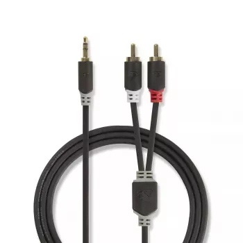 Cable de audio Nedis CABW22200AT10 1 m 3,5 mm 2xRCA Antracita