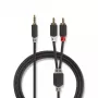 Cable de audio Nedis CABW22200AT10 1 m 3,5 mm 2xRCA Antracita