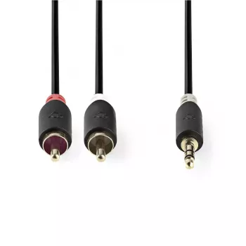 Cable de audio Nedis CABW22200AT20 2 m 3,5 mm 2 x RCA Antracita