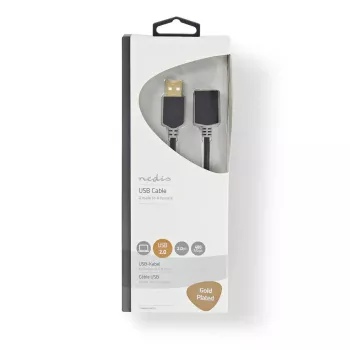 Cable USB Nedis CCBW60010AT20 2 m USB 2.0 USB A Antracita