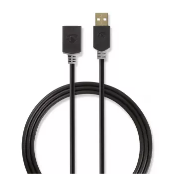 Cable USB Nedis CCBW60010AT20 2 m USB 2.0 USB A Antracita