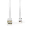 Cable USB Nedis CCBW60500WT10 1 m USB 2.0 A a Micro-USB B Blanco