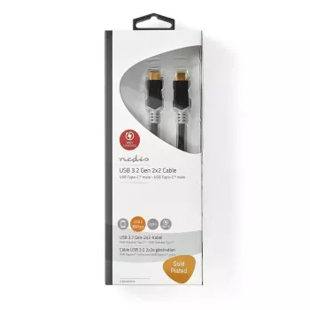 Cable USB Nedis CCBW64020AT20 USB4 Gen 2x2 2 m USB C Negro Plata