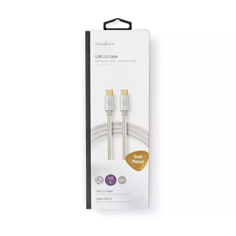 Cable USB Nedis CCTB60700AL20 2m USB C aluminio USB 2.0