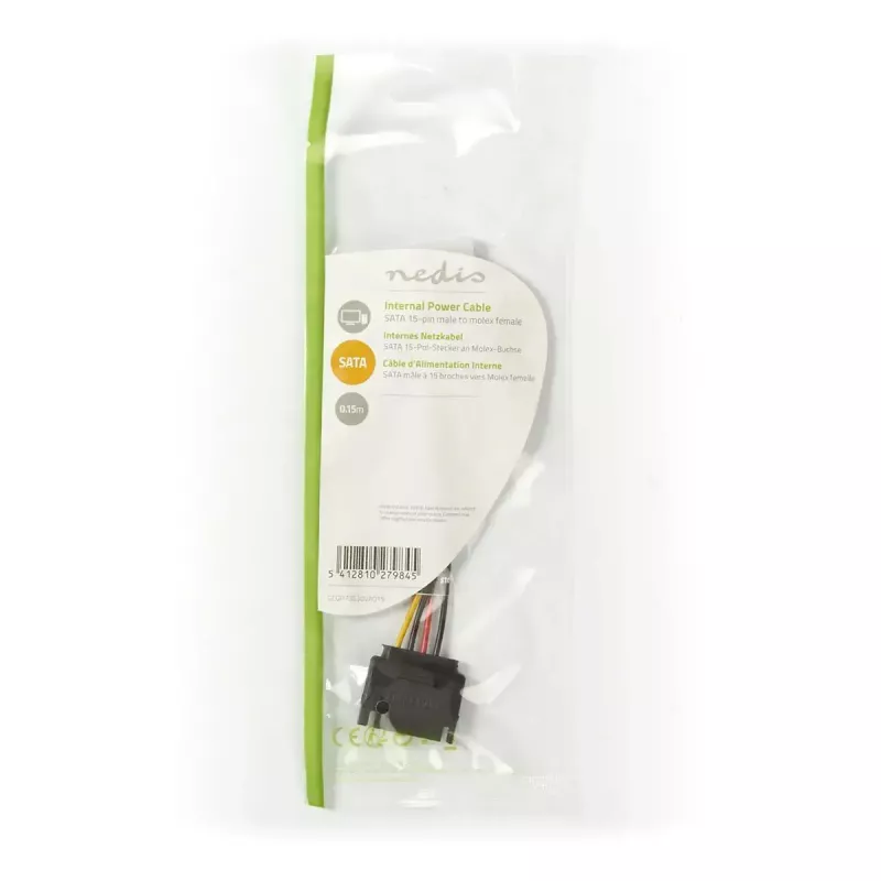 Nedis CCGP73530VA015 cable de alimentación interno 0,15 m SATA 15 pines Molex 4 pines