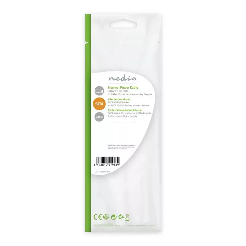 Nedis CCGP73555VA015 cable de alimentación interno 0,15 m SATA 15 pines Molex